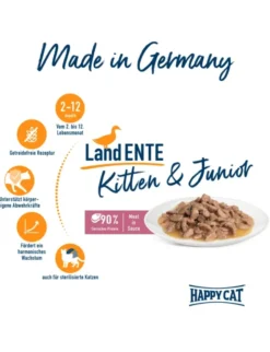 20 x HAPPY CAT Young Meat in Sauce Kitten & Junior Land-Ente 85g