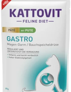10 x KATTOVIT FELINE DIET Gastro im Beutel Pute 85g