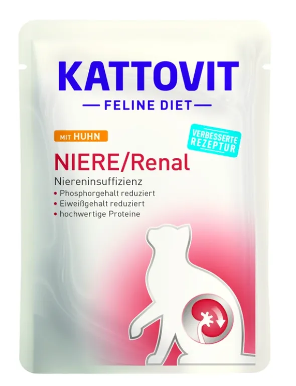 24 x KATTOVIT FELINE DIET Niere/Renal im Beutel Huhn 85g