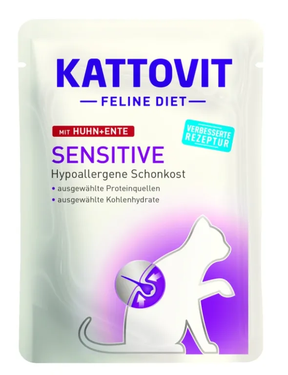 24 x KATTOVIT FELINE DIET Sensitive Huhn & Ente 85g