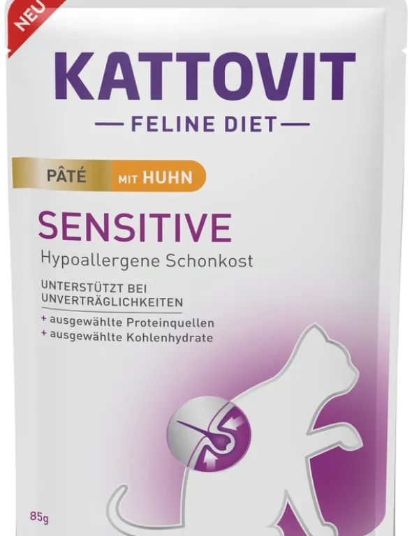 10 x KATTOVIT FELINE DIET Sensitive im Beutel Huhn 85g