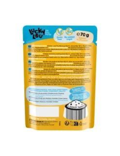 12 x Lucky Lou Extra Food in Broth Hühner- und Thunfischfilet 70g