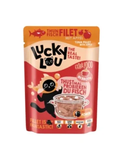 12 x Lucky Lou Extra Food in Broth Thunfisch & Apfel 70g