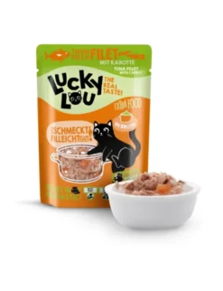 12 x Lucky Lou Extra Food in Broth Thunfisch & Karotte 70g