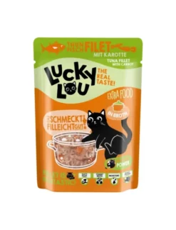 12 x Lucky Lou Extra Food in Broth Thunfisch & Karotte 70g