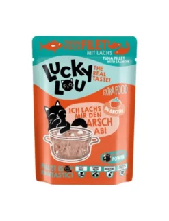 12 x Lucky Lou Extra Food in Broth Thunfisch & Lachs 70g