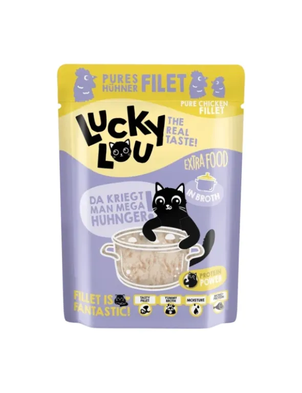 12 x Lucky Lou Extra Food in Broth Hühnerfilet 70g