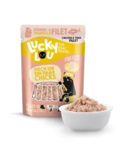12 x Lucky Lou Extra Food in Jelly Hühner- und Thunfischfilet 70g