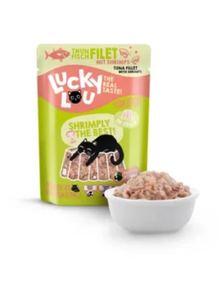 12 x Lucky Lou Extra Food in Jelly Thunfisch & Shrimps 70g