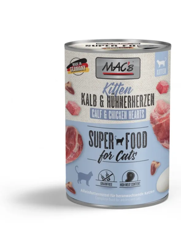 6 x MAC's CAT Kitten Kalb & Hühnerherzen 400g