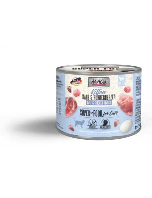 6 x MAC's CAT Kitten Kalb & Hühnerherzen 200g