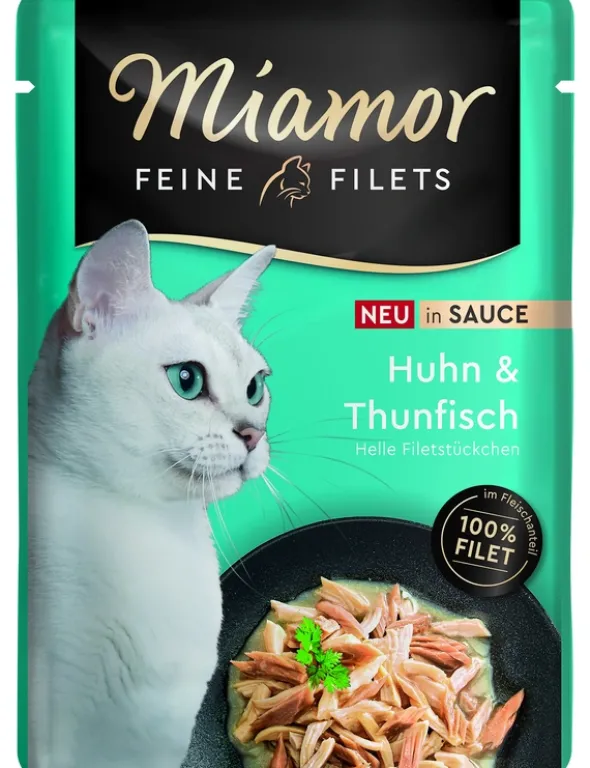 24 x Miamor Feine Filets in Sauce im Beutel Huhn, Thunfisch 100g
