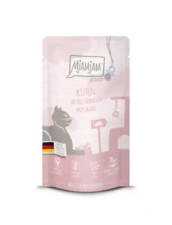 12 x MjAMjAM Quetschie Kitten Huhn mit Lachsöl 125g