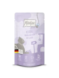 12 x MjAMjAM Quetschie Kitten Kalb mit Lachsöl 125g