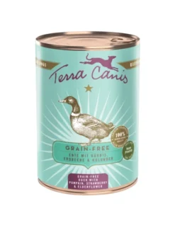 6 x Terra Canis getreidefrei Ente mit Kürbis, Erdbeeren und Holunder 400g