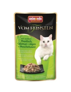 18 x Vom Feinsten Adult Weißer Thunfisch, Calamari & Algen in Muschelsauce 50g