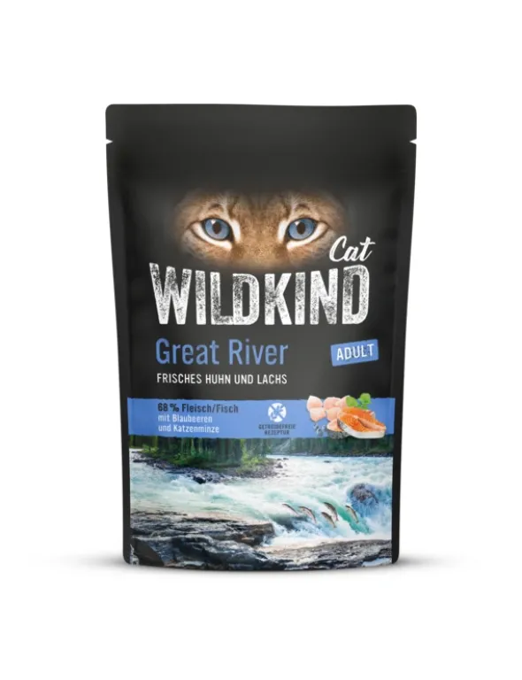 12 x WILDKIND Adult Great River Huhn und Lachs 85g